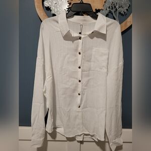 New White Button-Up Women's Top 2xl.
